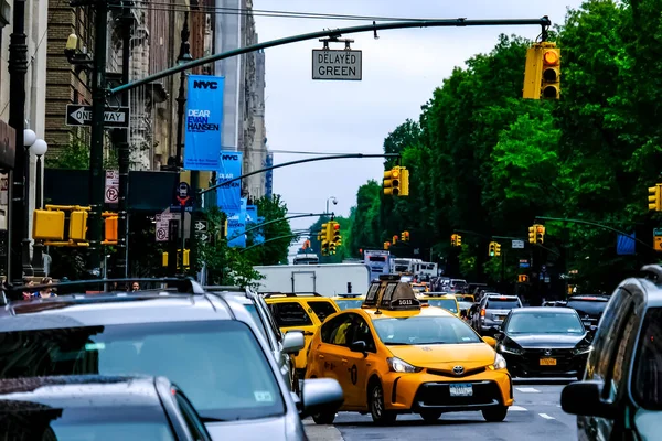 Columbus Circle New York City Yellow Taxi Cabs Manhattan New — Stock Photo, Image