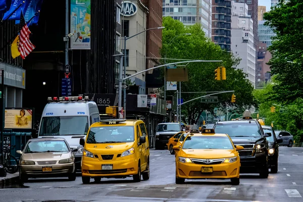 Nova Iorque Panorama Paisagem Rua Manhattan Com Táxis Amarelos Manhattan — Fotografia de Stock