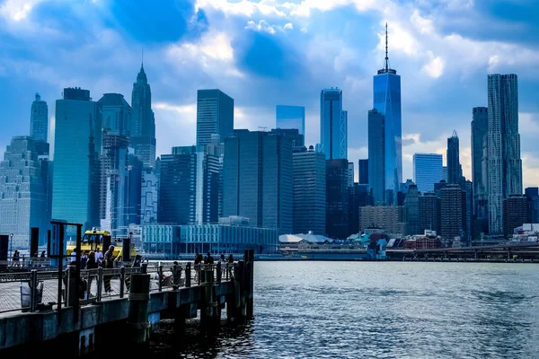 Manhattan New York Silueti Brooklyn Den Görüldüğü Gibi Manhattan New — Stok fotoğraf