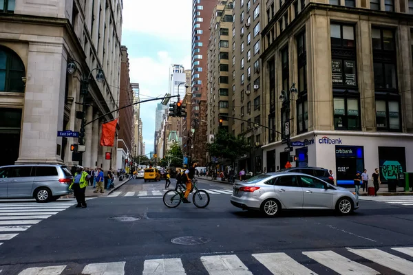 Nova Iorque Panorama Rua Manhattan Com Táxis Amarelos Nova Iorque — Fotografia de Stock