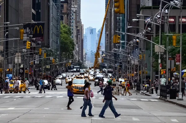 맨해튼 파노라마에 노란색 택시가 거리에 Manhattan New York — 스톡 사진