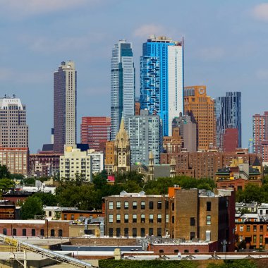 Gökdelenleri ve yüksek binaları olan New York City Manhattan gökdelenleri. Manhattan, New York.