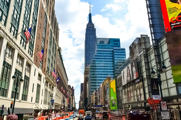 Nueva York Manhattan Street Panorama Con Taxis Amarillos Nueva York —  Fotos de Stock