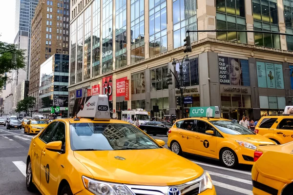 Nova Iorque Panorama Rua Manhattan Com Táxis Amarelos Nova Iorque — Fotografia de Stock