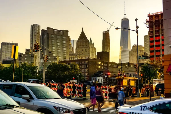 New York City Soho Buurt Straat Panorama Met Gele New — Stockfoto