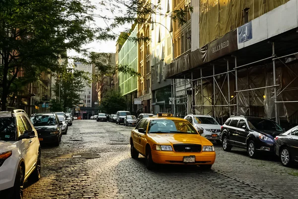 New York City Soho Quartiere Strada Panoramica Con Taxi Gialli — Foto Stock