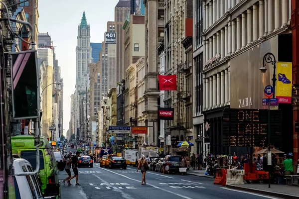 Broadway New York Con Taxi Gialli Strade New York Manhattan — Foto Stock