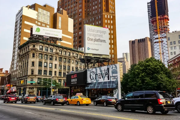 Nova Iorque Panorama Rua Manhattan Com Táxis Amarelos Nova Iorque — Fotografia de Stock