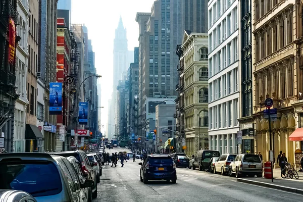 Broadway New York Con Taxi Gialli Strade New York Manhattan — Foto Stock