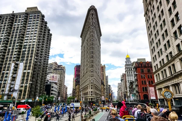 Flatiron Épület Eredetileg Fuller Épület New Yorkban Turistabuszról Nézve Manhattan — Stock Fotó