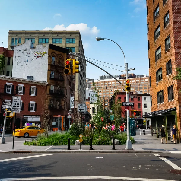 Nova Iorque Panorama Rua Manhattan Com Táxis Amarelos Nova Iorque — Fotografia de Stock