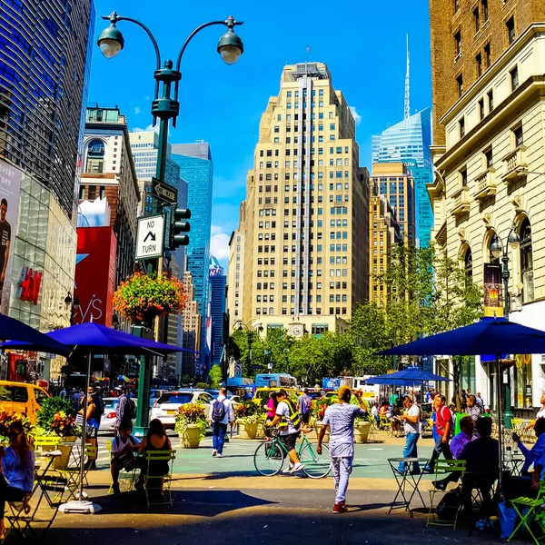 New York City Manhattan Straat Panorama Met Gele Taxi New — Stockfoto