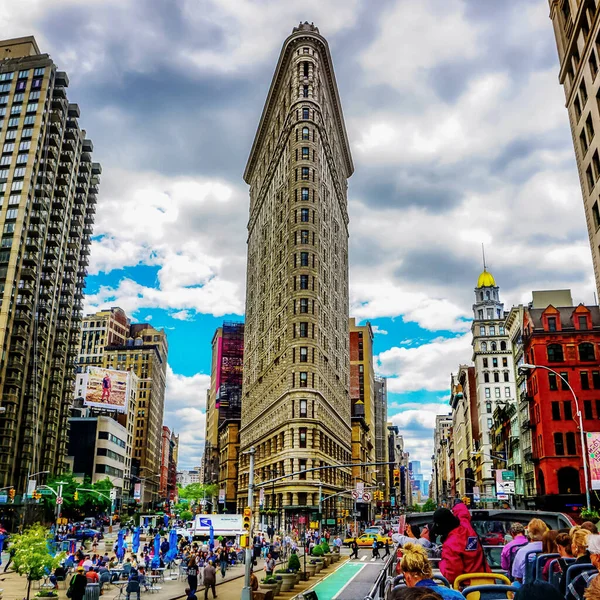 Edifício Flatiron Originalmente Edifício Fuller Nova York Visto Ônibus Turnê — Fotografia de Stock