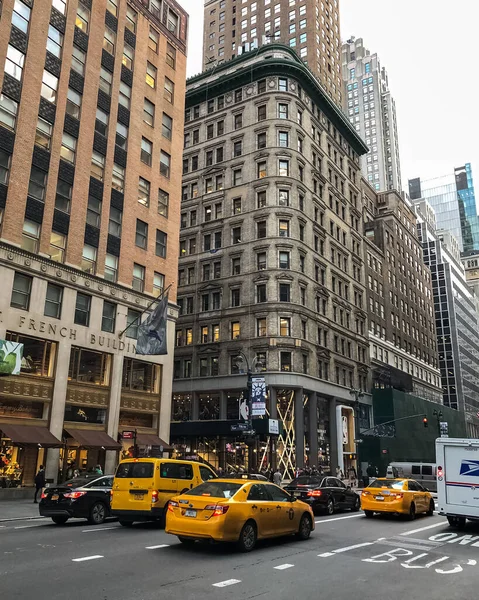 New York City Manhattan Street Panorama Žlutými Taxíky New York — Stock fotografie