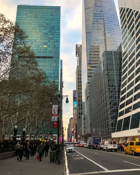 Панорама Манхэттена Желтыми Такси Нью Йорка Улицах Манхэттен — стоковое фото
