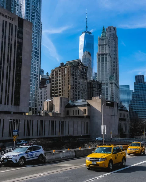 New York City Manhattan Straat Panorama Met Gele Taxi New — Stockfoto