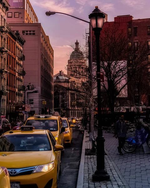 New York City Manhattan Street Panorama Yellow New York City — Stock Photo, Image