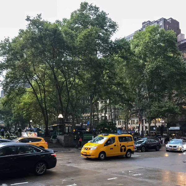 Nueva York Manhattan Street Panorama Con Taxis Amarillos Nueva York — Foto de Stock