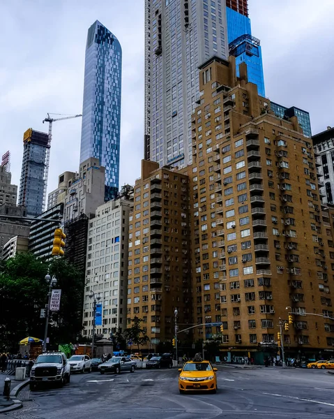 Panorama Ulicy Nowy Jork Manhattan Żółtymi Taksówkami Nowego Jorku Ulicach — Zdjęcie stockowe