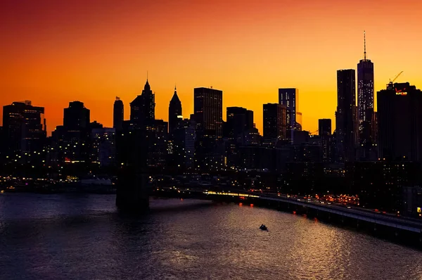 Ciudad Nueva York Manhattan Skyline Con Rascacielos Edificios Altos Manhattan — Foto de Stock