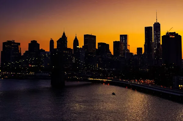 New York City Manhattan Skyline Med Skyskrapor Och Höga Byggnader — Stockfoto
