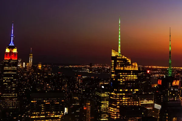 New York City Manhattan Skyline Med Skyskrapor Och Höga Byggnader — Stockfoto