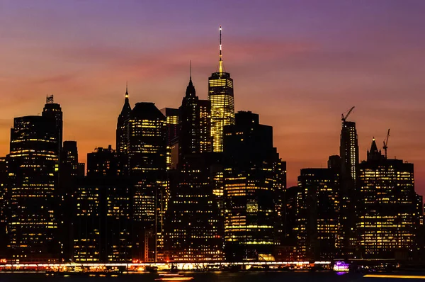 Nova York Manhattan Skyline Com Arranha Céus Edifícios Altos Manhattan — Fotografia de Stock
