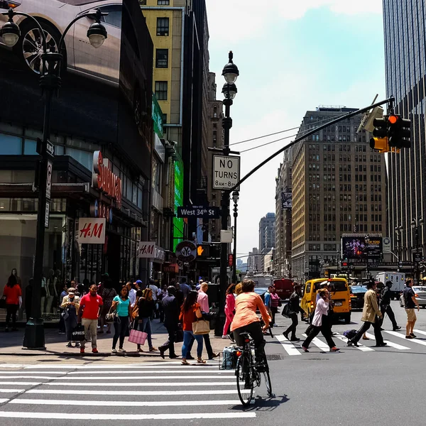 New York City Manhattan Street Panorama Con Taxi Gialli New — Foto Stock