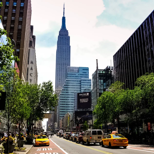 New York City Manhattan Straat Panorama Met Gele Taxi New — Stockfoto