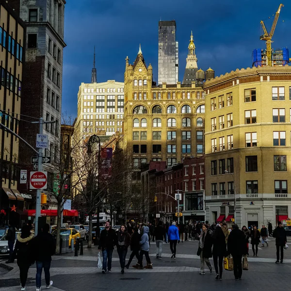 Panorama Ulicy Nowy Jork Manhattan Żółtymi Taksówkami Nowego Jorku Ulicach — Zdjęcie stockowe