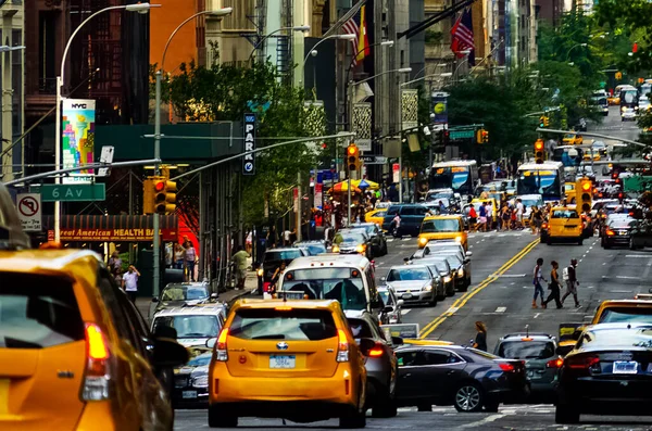 New York City Manhattan Street Panorama Yellow New York City — Stock Photo, Image
