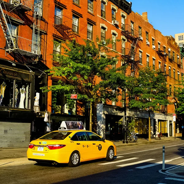 Nova Iorque Panorama Rua Manhattan Com Táxis Amarelos Nova Iorque — Fotografia de Stock