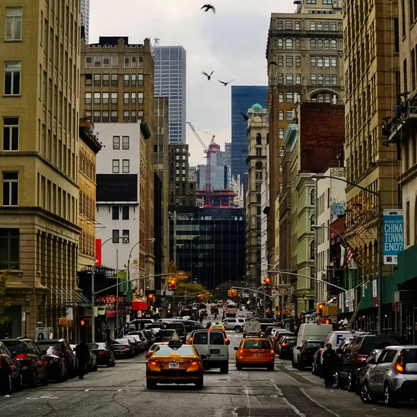 Nova Iorque Panorama Rua Manhattan Com Táxis Amarelos Nova Iorque — Fotografia de Stock