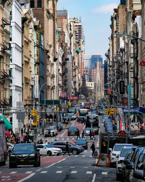 Soho Bairro Nova York Manhattan Com Amarelo Táxis Nova York — Fotografia de Stock