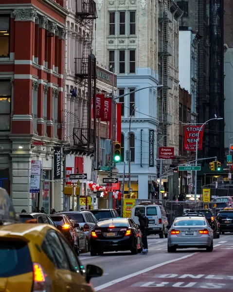 Quartiere Soho New York Manhattan Con Taxi Gialli Strade New — Foto Stock
