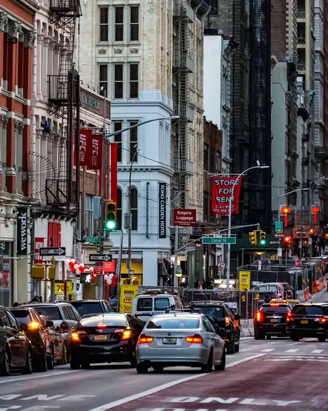 Quartiere Soho New York Manhattan Con Taxi Gialli Strade New — Foto Stock