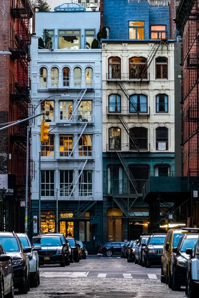 Soho Buurt New York City Manhattan Met Gele Taxi New — Stockfoto