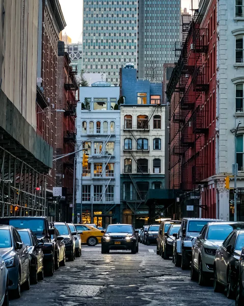 Barrio Soho Nueva York Manhattan Con Taxis Amarillos Nueva York —  Fotos de Stock