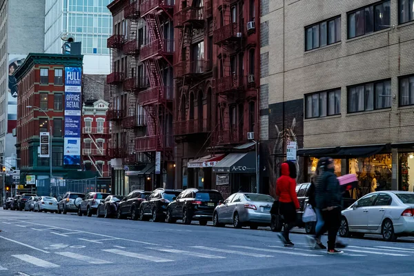 Barrio Soho Nueva York Manhattan Con Taxis Amarillos Nueva York —  Fotos de Stock