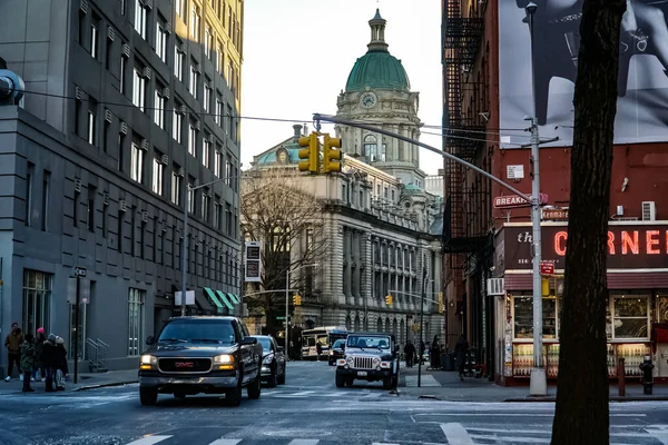 Quartiere New York City Soho Manhattan Con Taxi Gialli Strade — Foto Stock