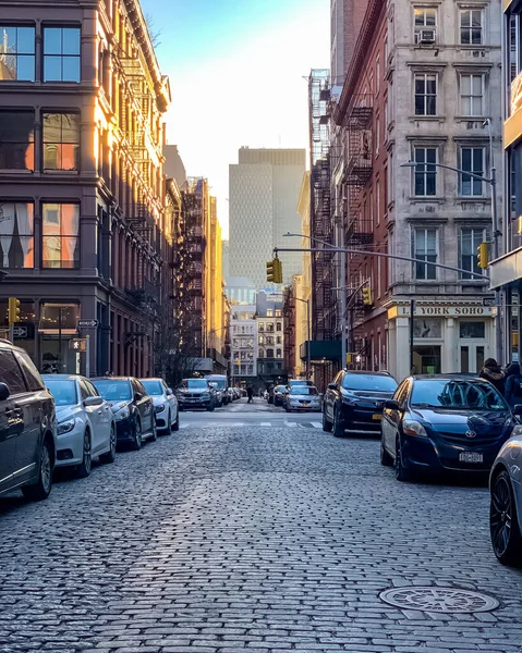 New York City Soho Quartier Manhattan Avec Taxis Jaunes New — Photo