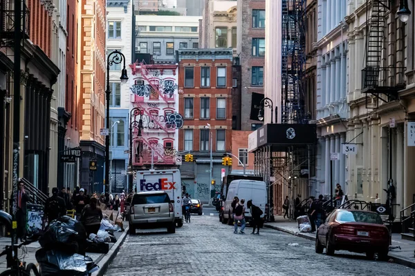 New York City Soho Buurt Manhattan Met Gele Taxi New — Stockfoto