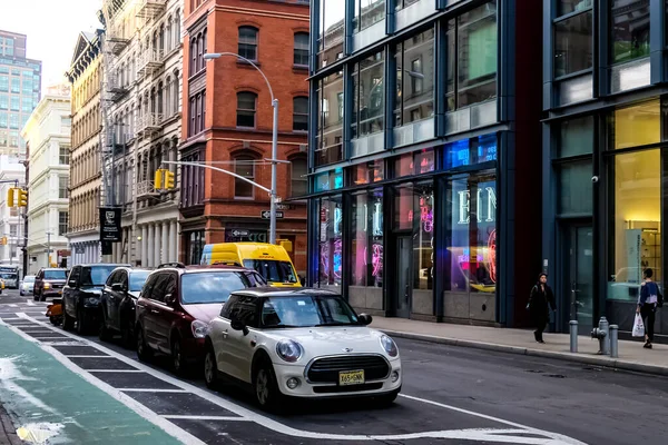 New York City Soho Bairro Manhattan Com Amarelo Táxis Cidade — Fotografia de Stock