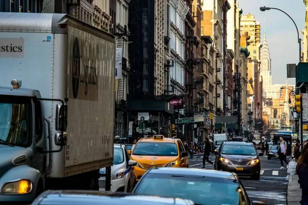 New York City Soho Bairro Manhattan Com Amarelo Táxis Cidade — Fotografia de Stock