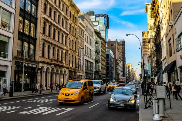 New York City Soho Buurt Manhattan Met Gele Taxi New — Stockfoto