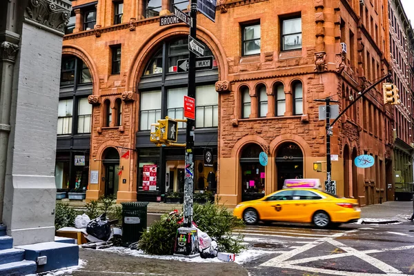 New York City Soho Quartier Manhattan Avec Taxis Jaunes New — Photo