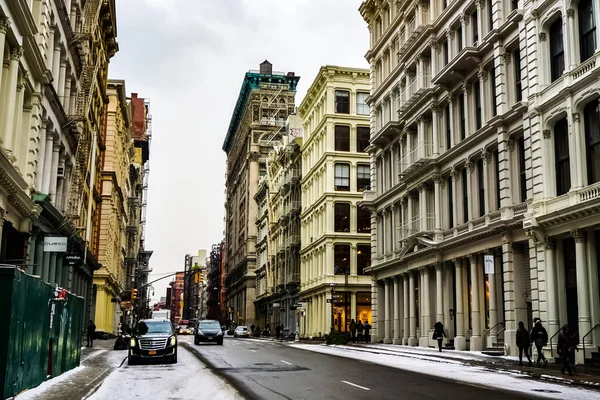New York City Soho Buurt Manhattan Met Gele Taxi New — Stockfoto