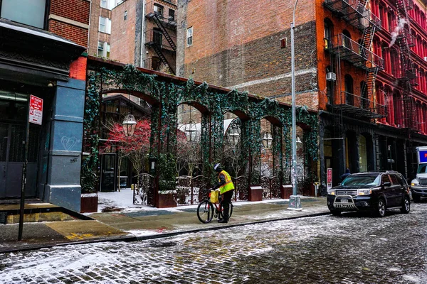 New York City Soho Bairro Manhattan Com Amarelo Táxis Cidade — Fotografia de Stock