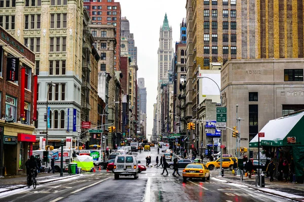 New York City Soho Bairro Manhattan Com Amarelo Táxis Cidade — Fotografia de Stock