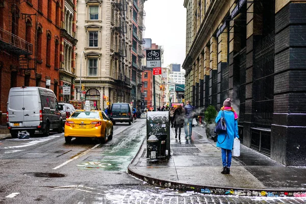 New York City Soho Quartier Manhattan Avec Taxis Jaunes New — Photo